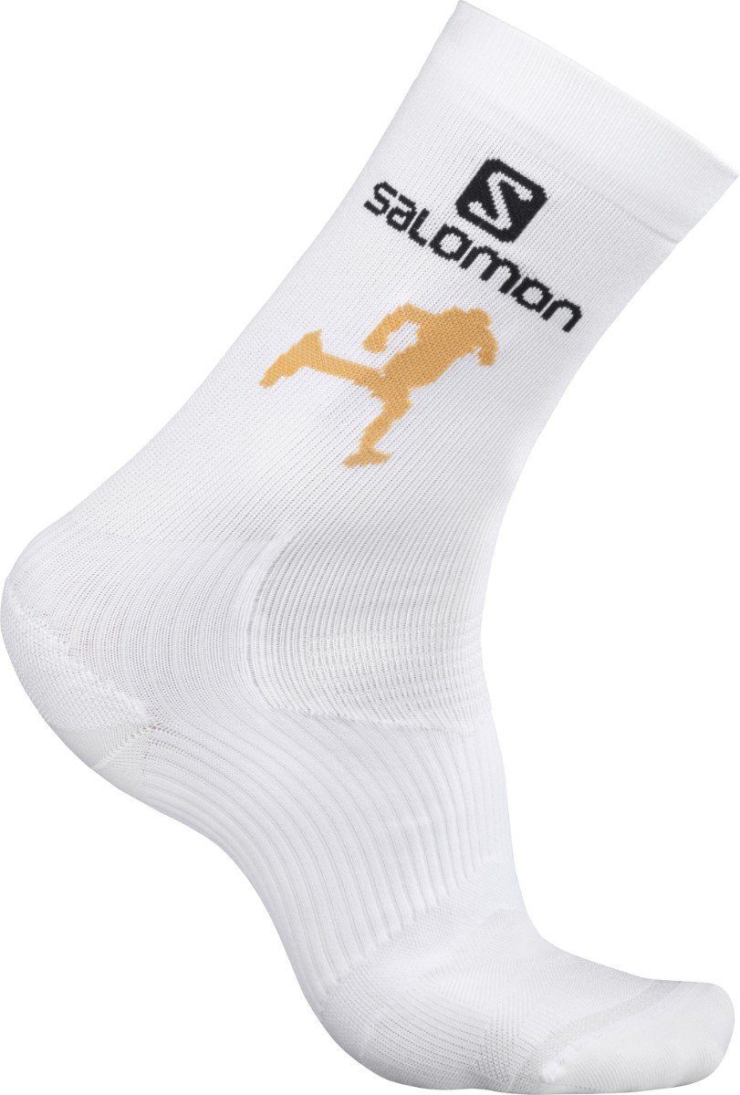 Шкарпетки Salomon SENSE SUPPORT GOLDEN TRAIL - білі