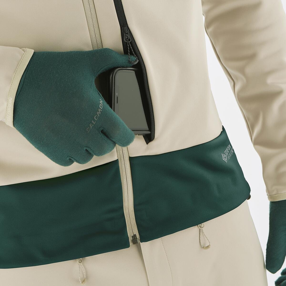Куртка Salomon MTN GTX® Softshell JKT M - бежевий/зелений