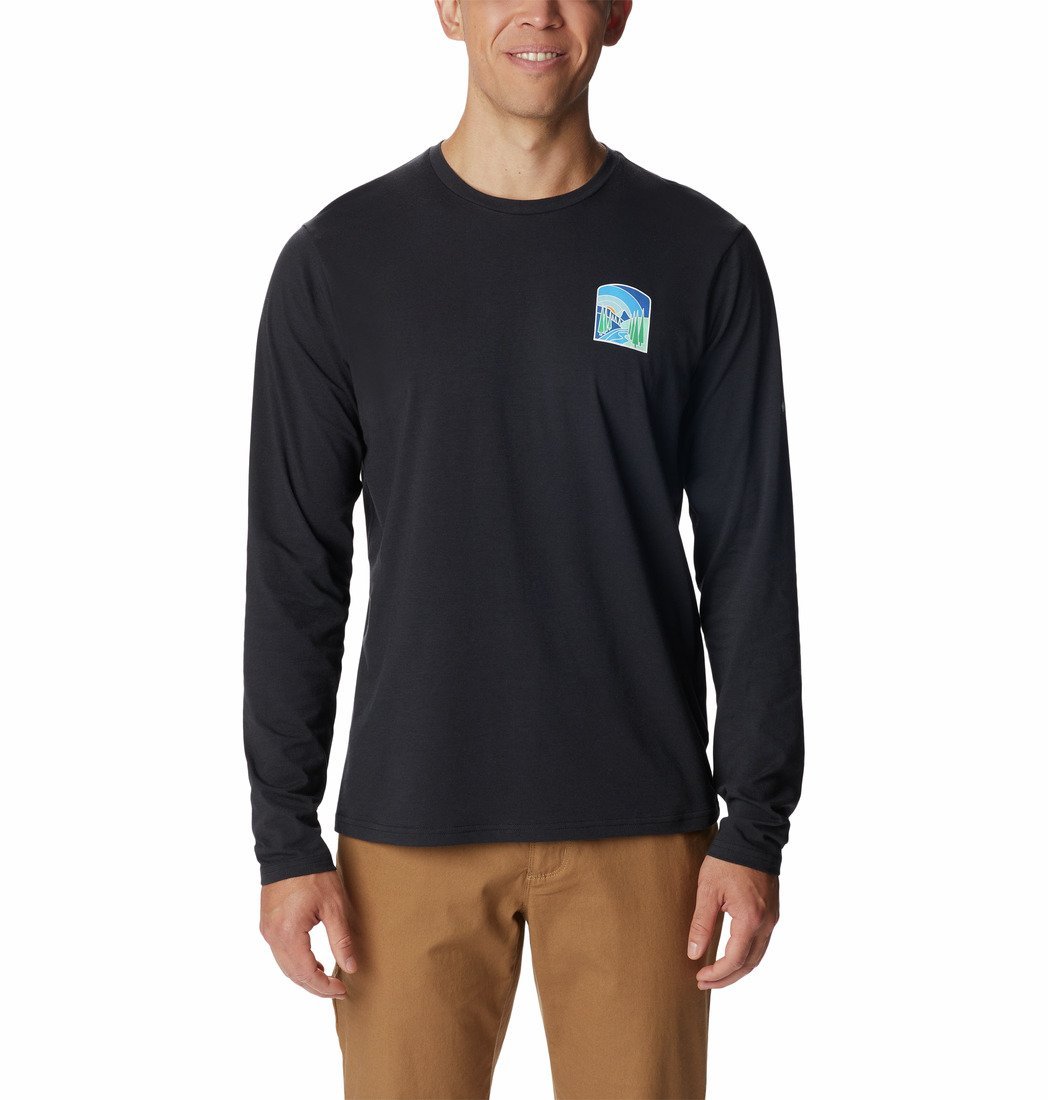 Чоловіча футболка Columbia Sun Trek™ EU Graphic Long Sleeve Shirt Man  2037801011 - black suntrek hills ch 