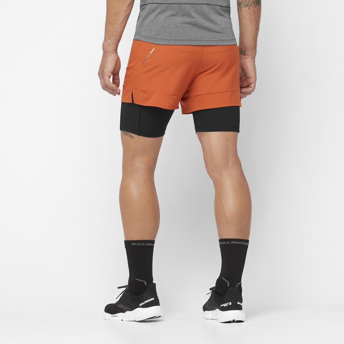 Чоловічі бігові шорти Salomon Cross 2in1 Shorts M LC2049700 - burnt  ochre/deep black 