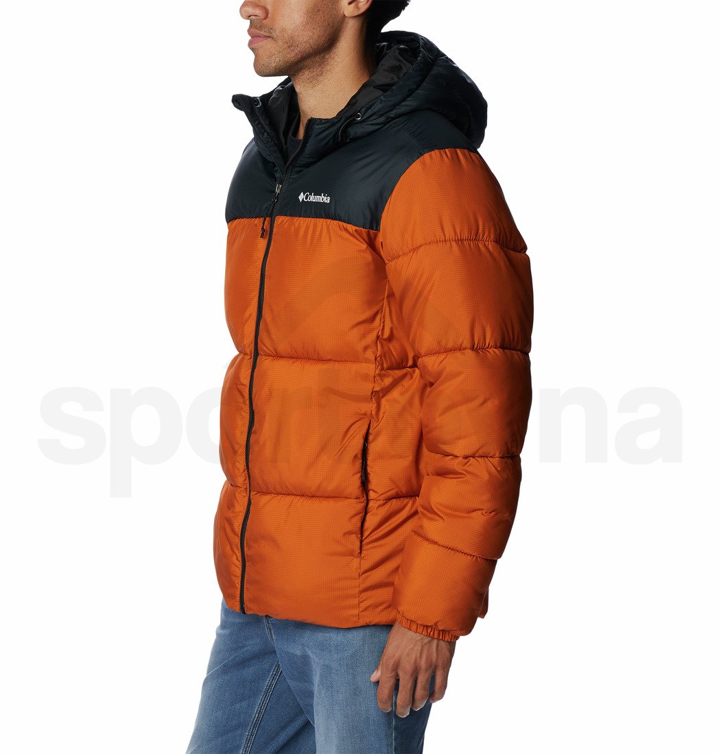 Bunda Columbia Puffect™ Hooded Jacket M - černá/oranžová