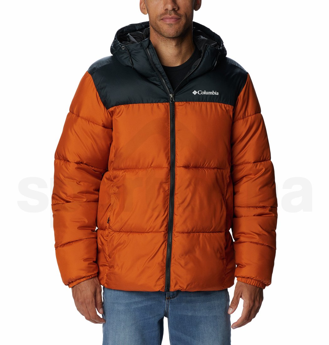 Bunda Columbia Puffect™ Hooded Jacket M - černá/oranžová