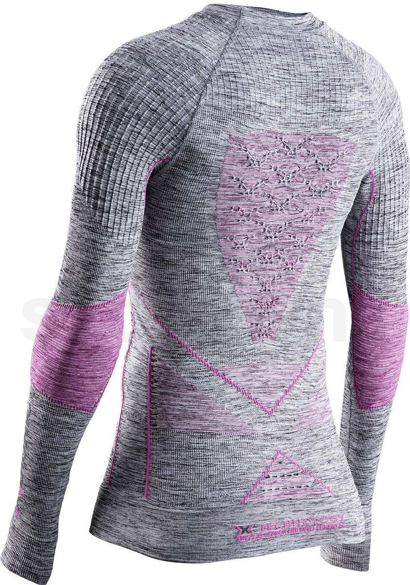Tričko X-Bionic Energy Accumulator 4.0 Melange Shirt Round Neck LG SL W - šedá/růžová