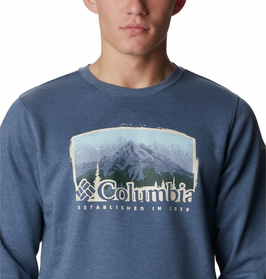 Mikina Columbia Hart Mountain™ Graphic Crew M - modrá s potiskem