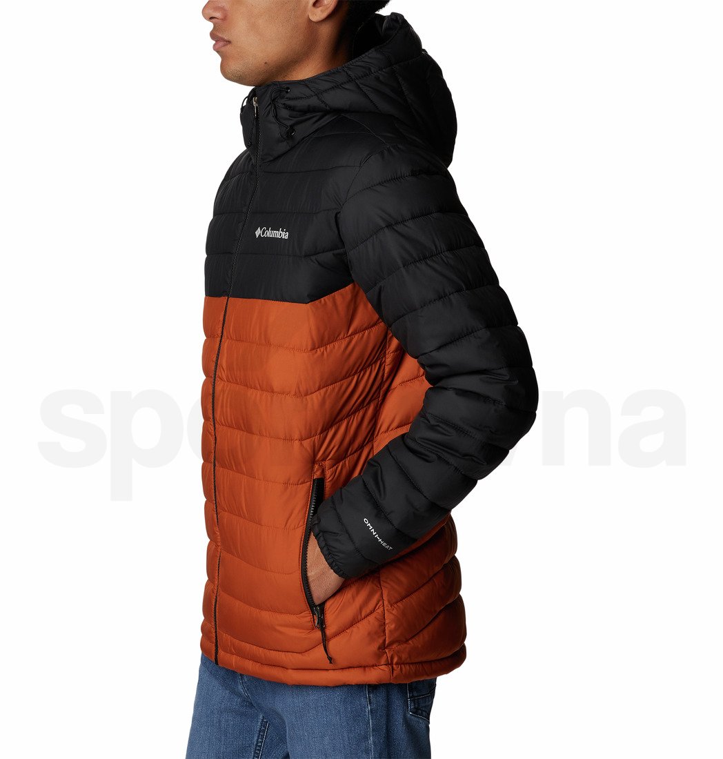 Bunda Columbia Powder Lite™ Hooded Jacket M - černá/oranžová