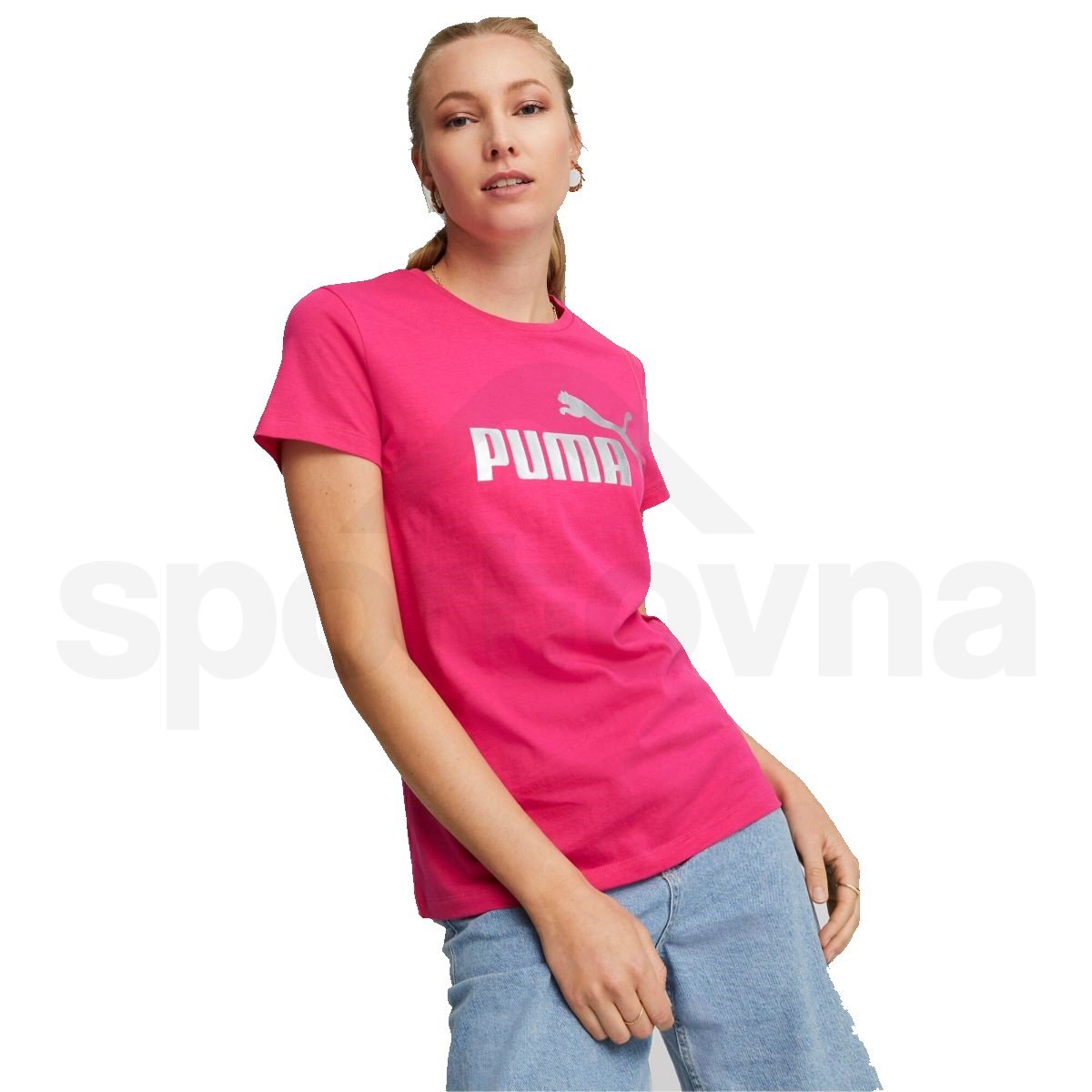 Tričko Puma ESS+ Metallic Logo Tee W - růžová