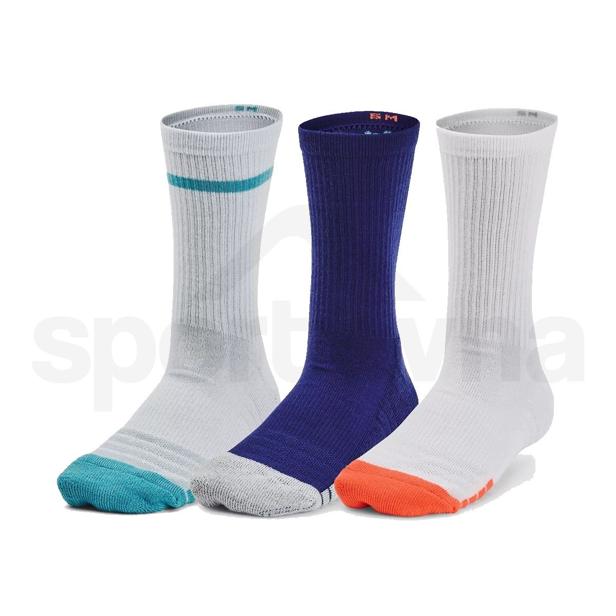 Ponožky Under Armour Heatgear 3pk Crew J - modrá/bílá/oranžová