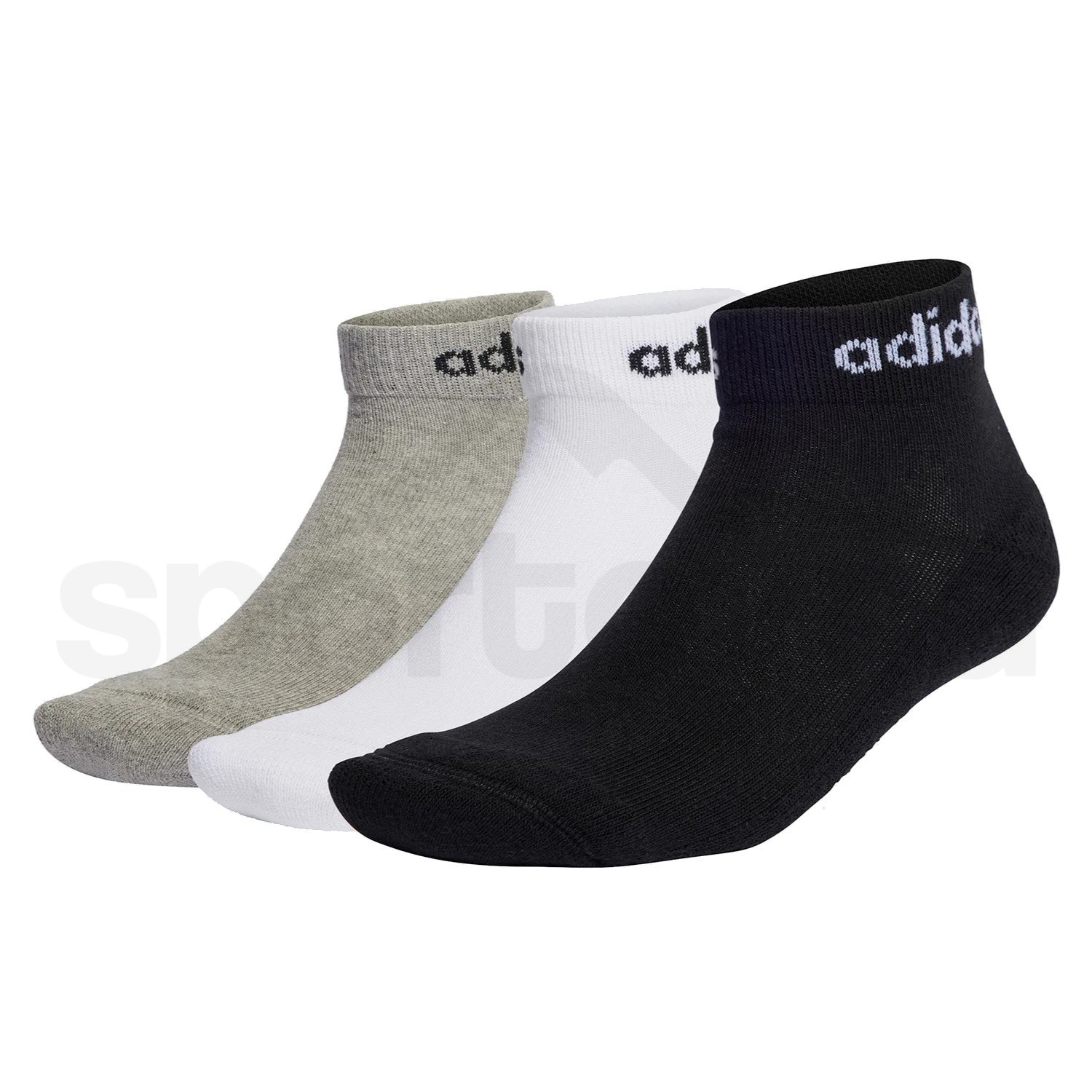 Ponožky Adidas Cushioned Linear Ankle 3P - šedá/bílá/černá