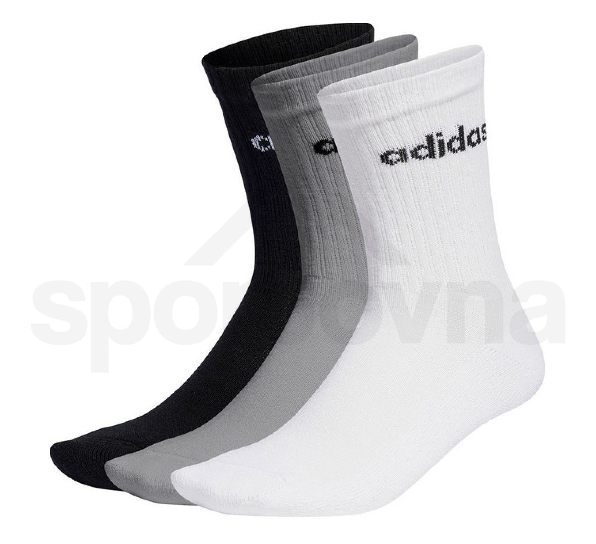 Ponožky Adidas Linear Crew Cushioned 3P - šedá/bílá/černá