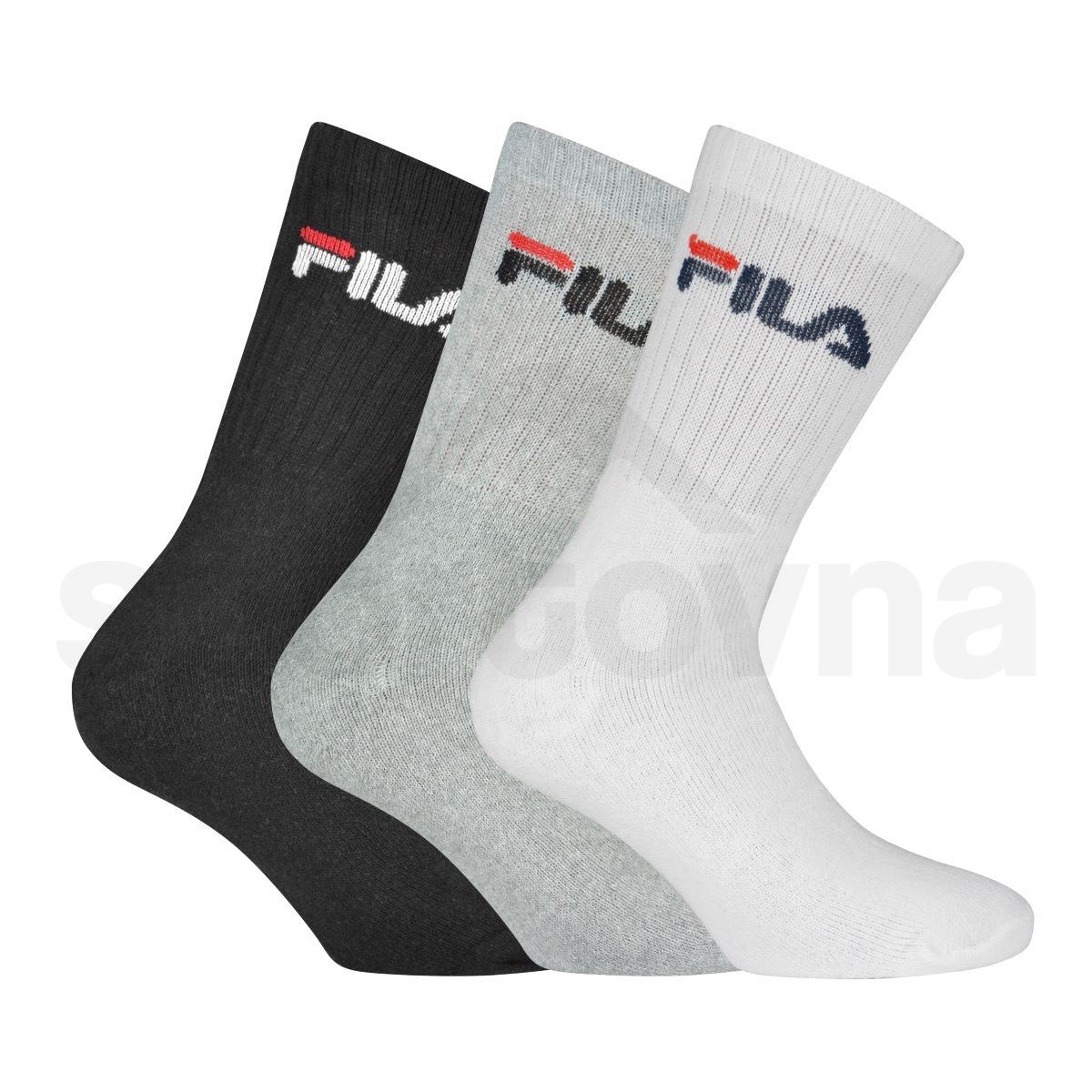 Ponožky Fila Tennis Full Terry 3 Pack - černá/šedá/bílá