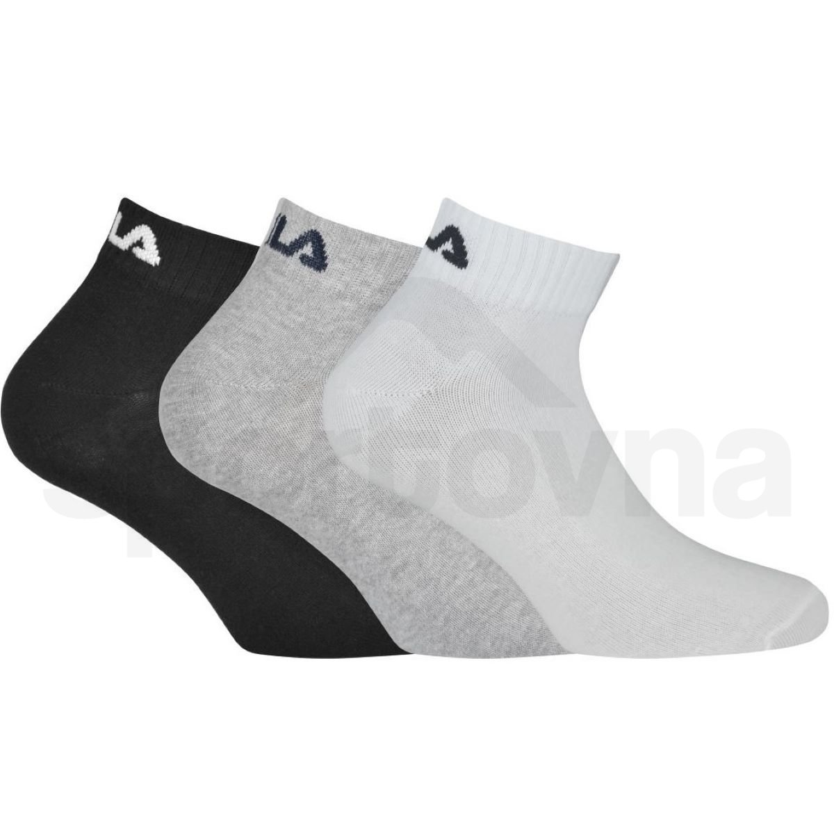 Ponožky Fila Quarter Plain 3 Pack - černá/šedá/bílá