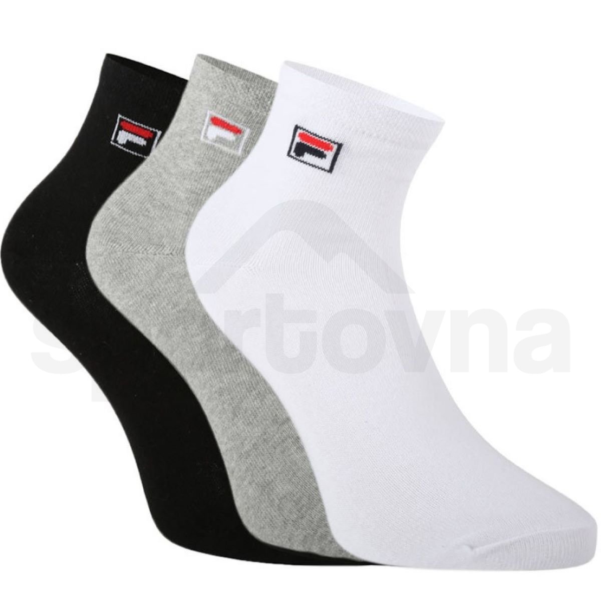 Ponožky Fila Quarter Plain 3 Pack - černá/šedá/bílá