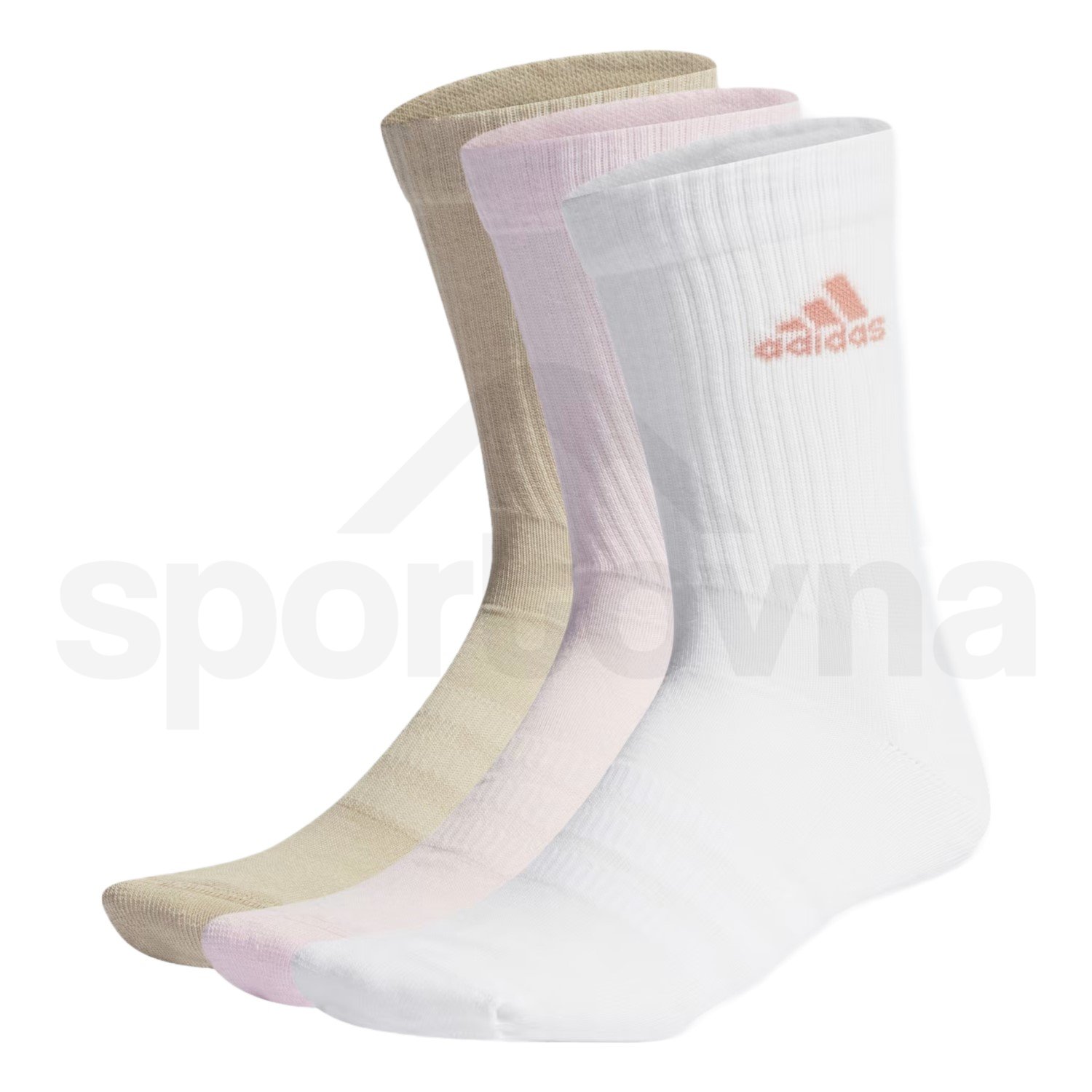Ponožky Adidas Cushioned Sportswear Crew 3P - růžová/bílá/béžová