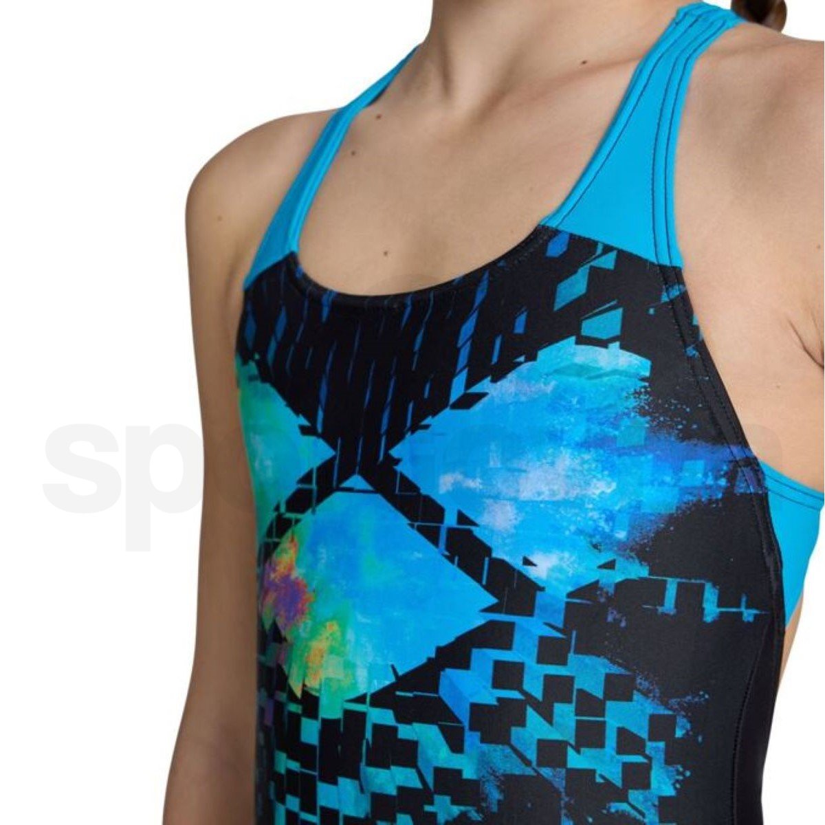 Plavky Arena Multi Pixels Swimsuit Swim Pro Back L J - černá/modrá