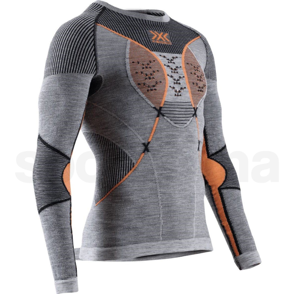 Tričko X-Bionic Merino Shirt LG SL M - šedá/oranžová