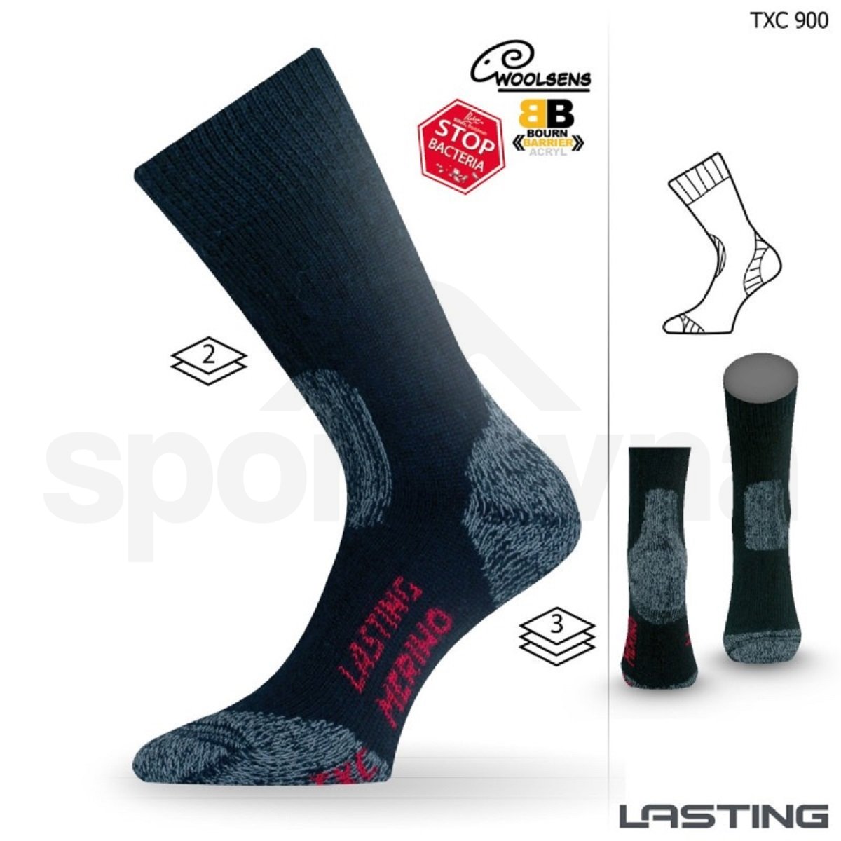 Ponožky Lasting TXC - černá