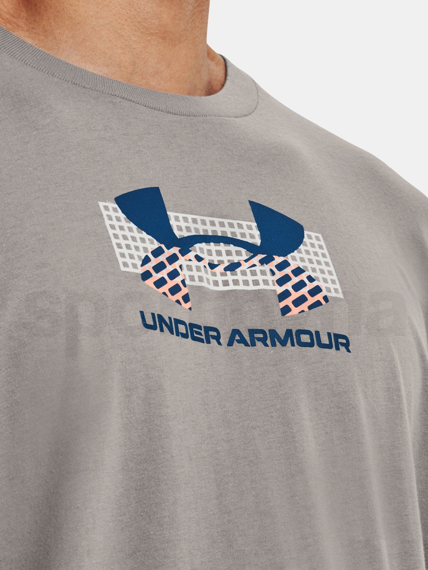 Tričko Under Armour Grid Geometric Logo LS M - šedá