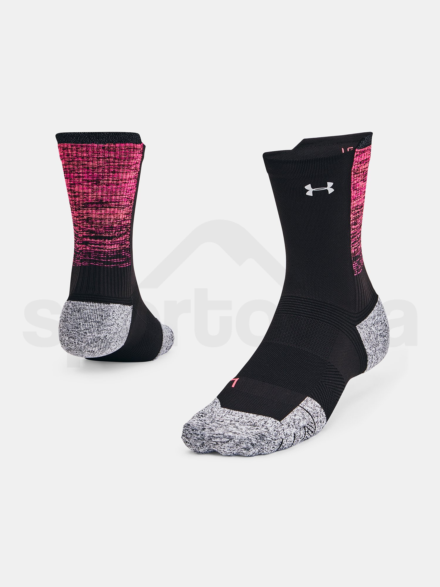 Ponožky Under Armour UA AD Run Cushion 1pk Mid - černá/růžová