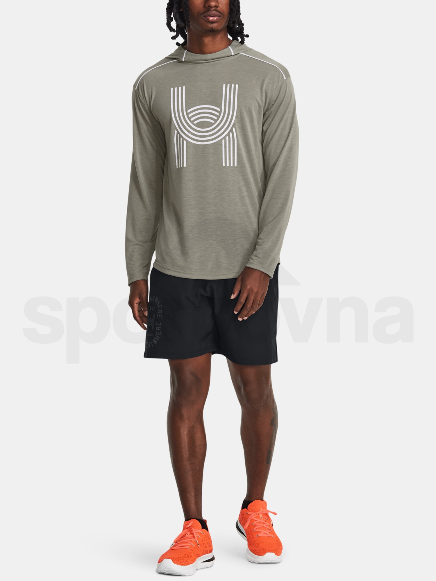 Tričko Under Armour RUN ANYWHERE HOODY - sivá