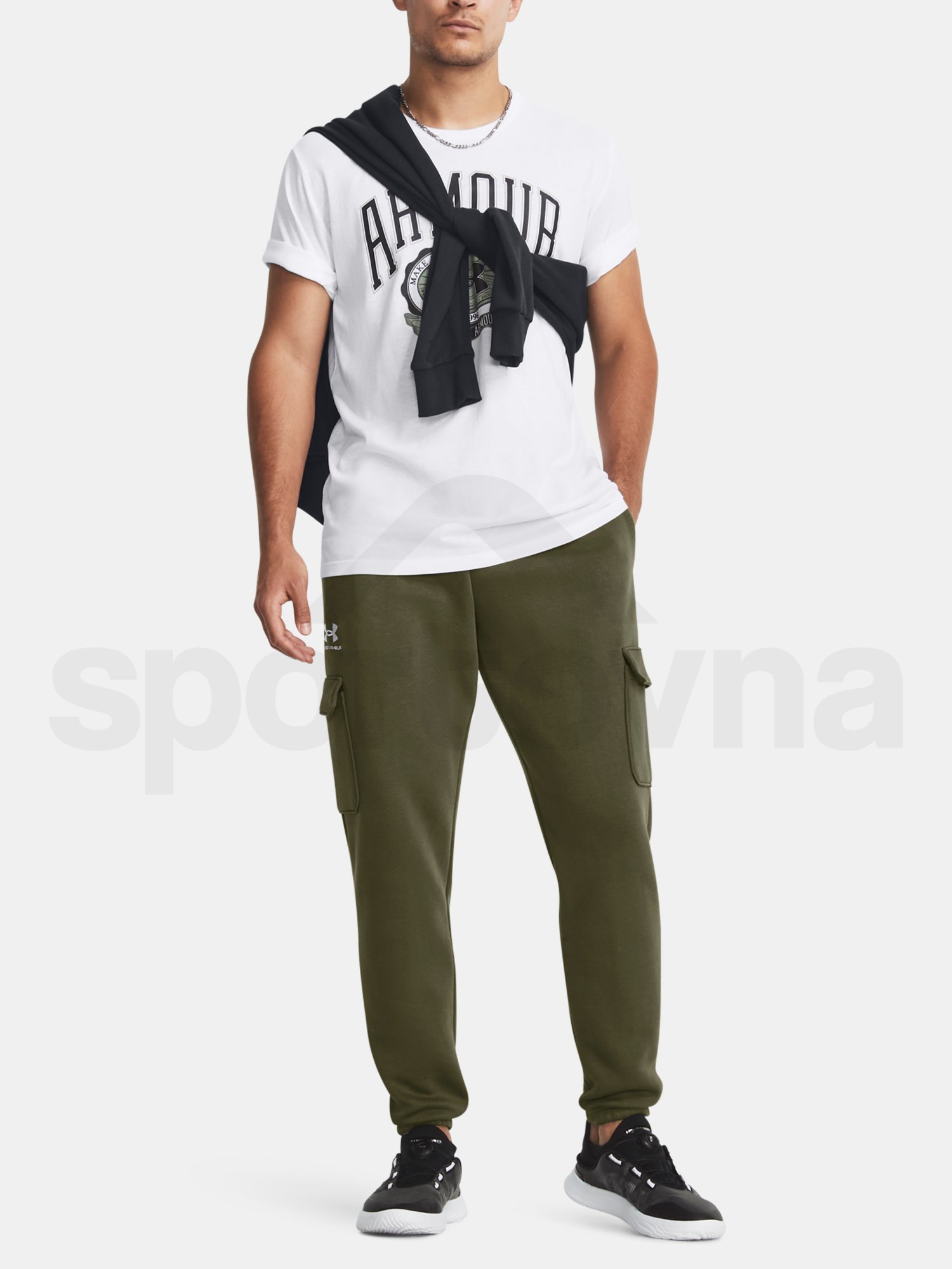 Sportovní kalhoty Under Armour UA Essential Flc Cargo Pant-GRN