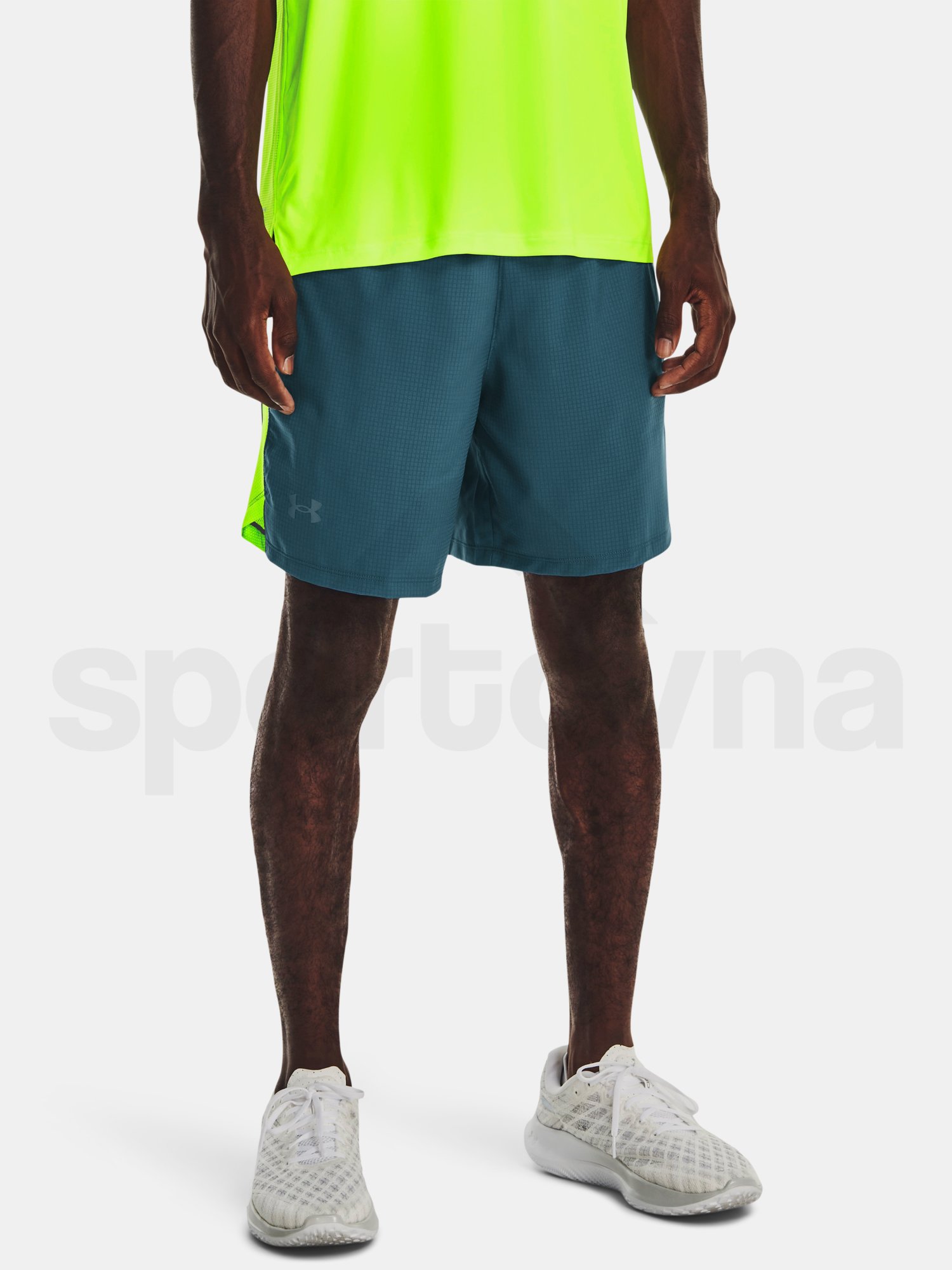 Kraťasy Under Armour UA LAUNCH 7'' GRAPHIC SHORT-BLU