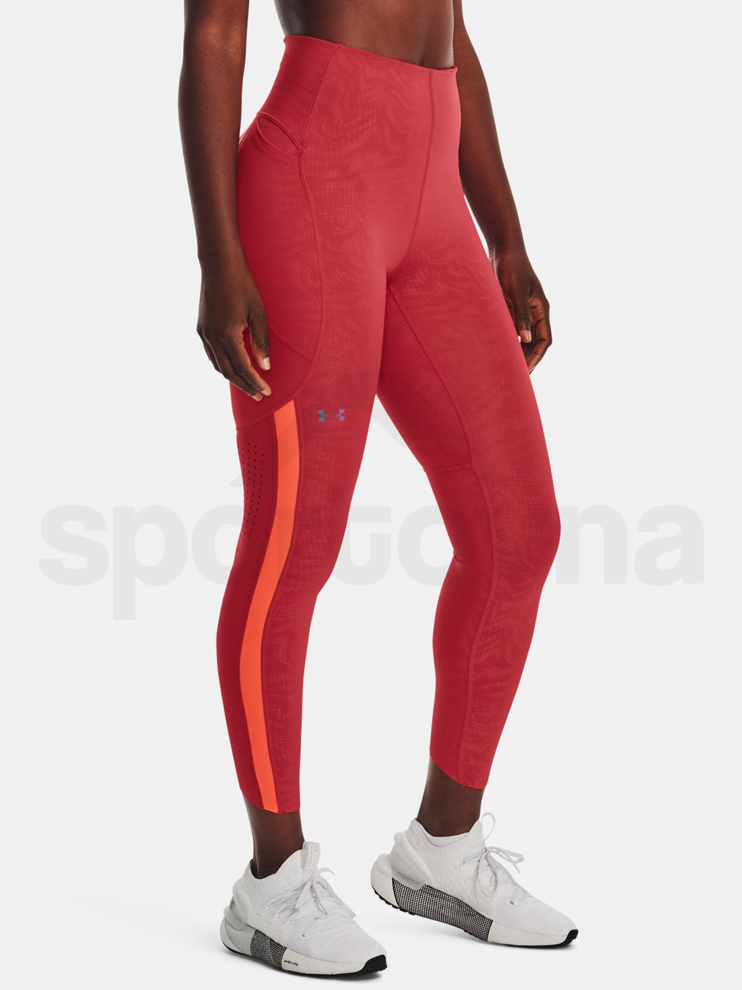 Legíny Under Armour UA Rush Legging Emboss Perf - červená