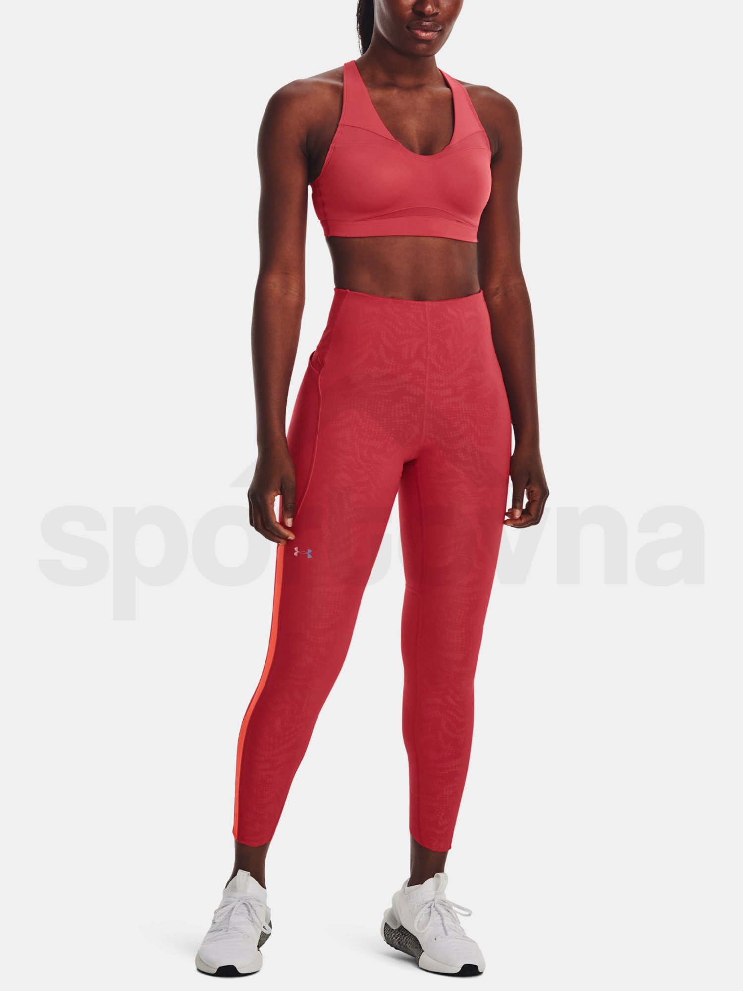 Legíny Under Armour UA Rush Legging Emboss Perf - červená