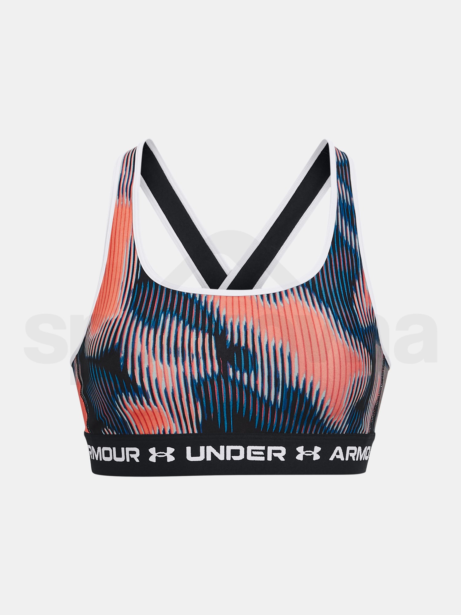 Podprsenka Under Armour Crossback Mid Print W - růžová/modrá