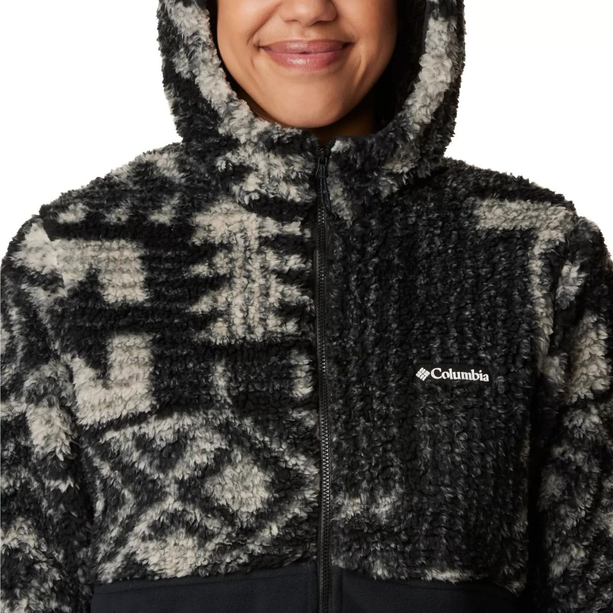 Mikina Columbia Winter Pass™ Sherpa Hooded Full Zip W - černá/bílá