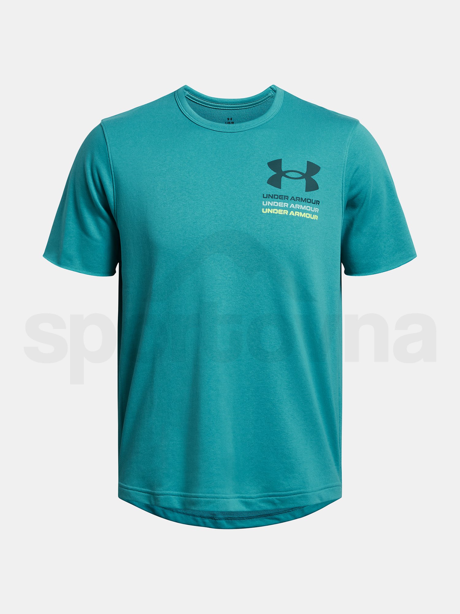 Tričko Under Armour UA Rival Terry SS Colorblock-BLU