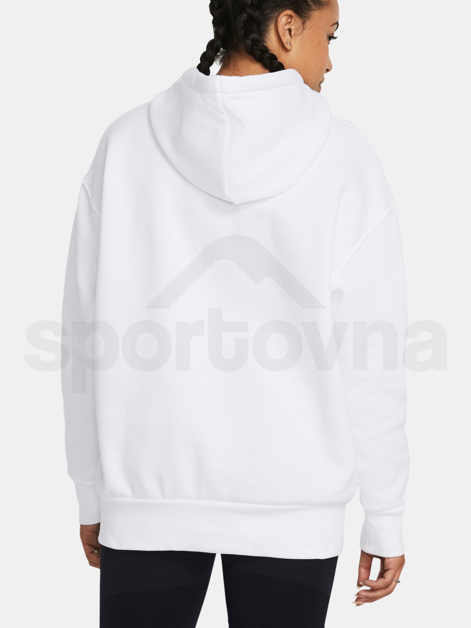 Mikina Under Armour Essential Flc OS Hoodie-WHT