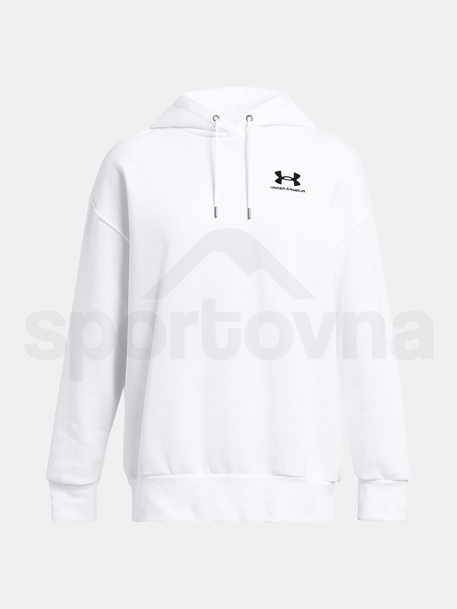 Mikina Under Armour Essential Flc OS Hoodie-WHT