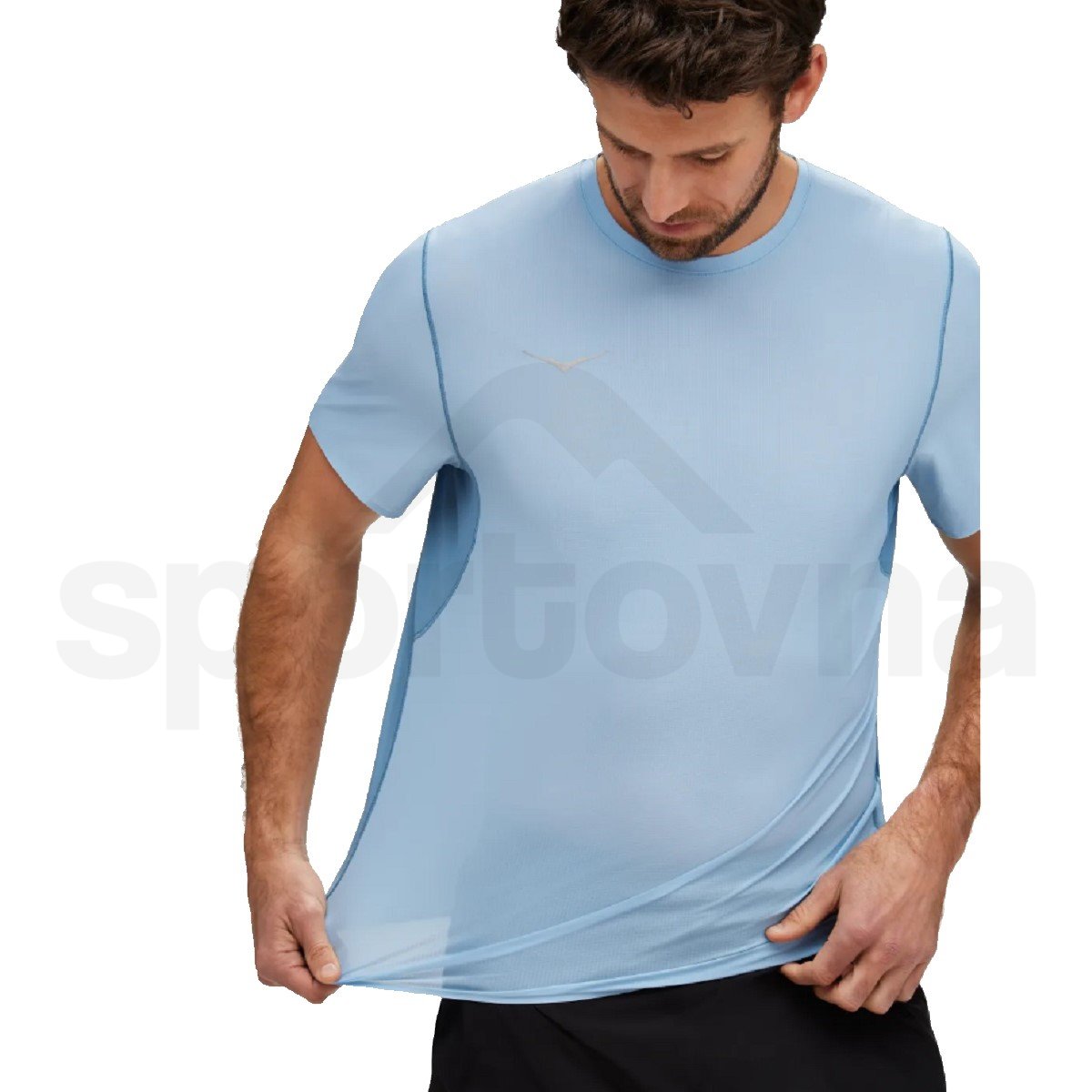 Tričko Hoka Performance Run Short Sleeve M - modrá