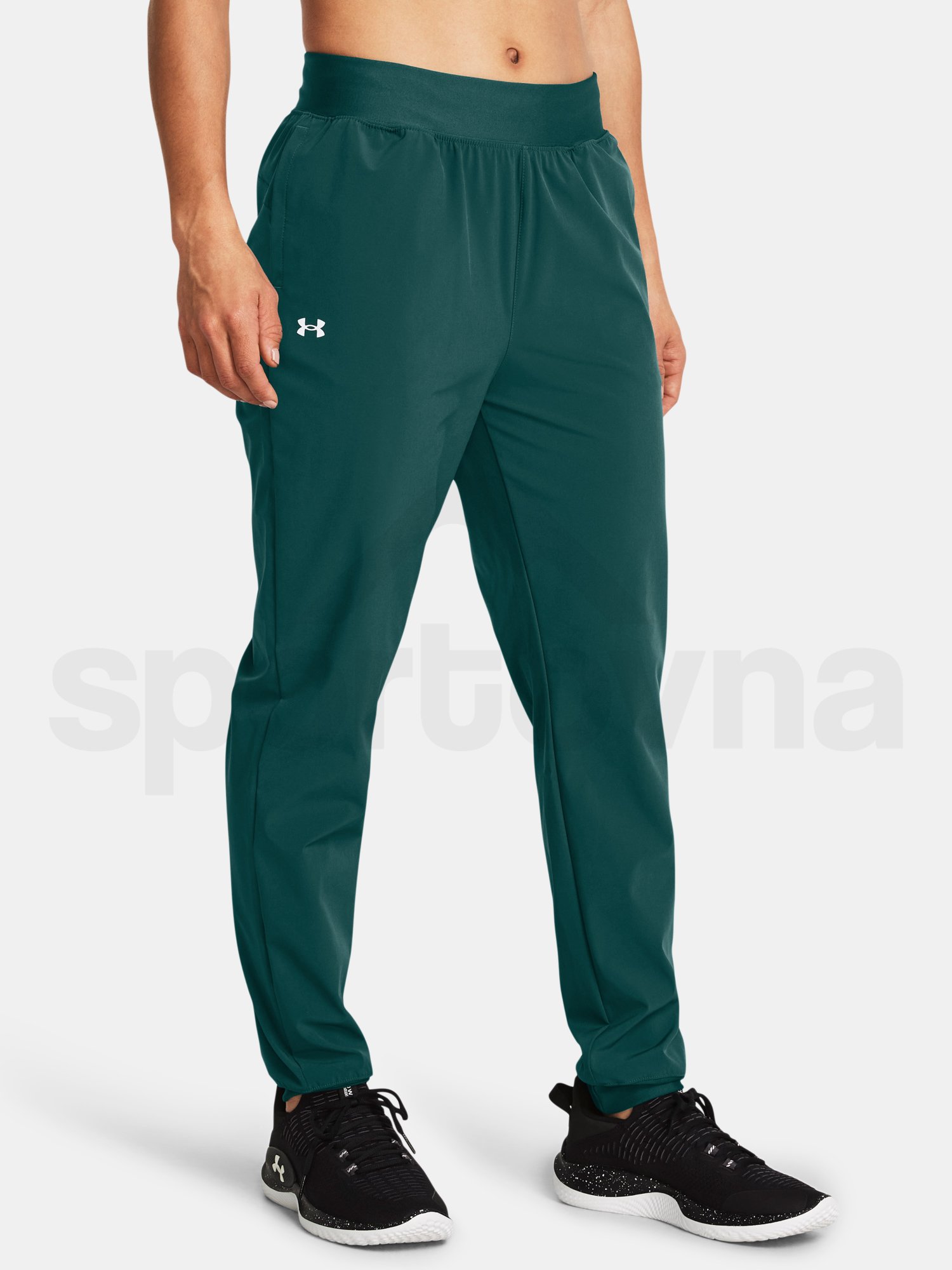 Tepláky Under Armour ArmourSport High Rise Wvn Pnt - modrá