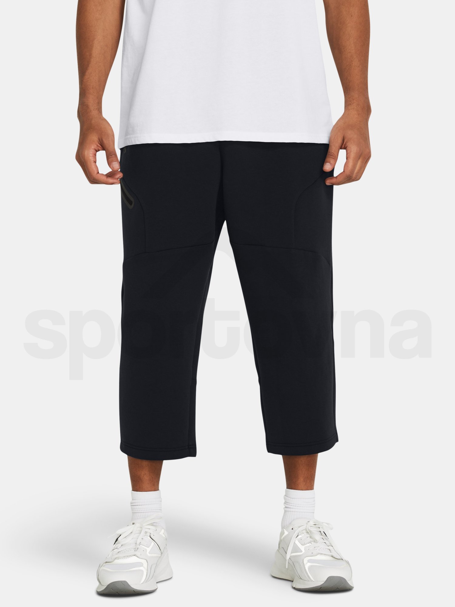 Nohavice Under Armour Unstoppable Flc Baggy Crop - čierna