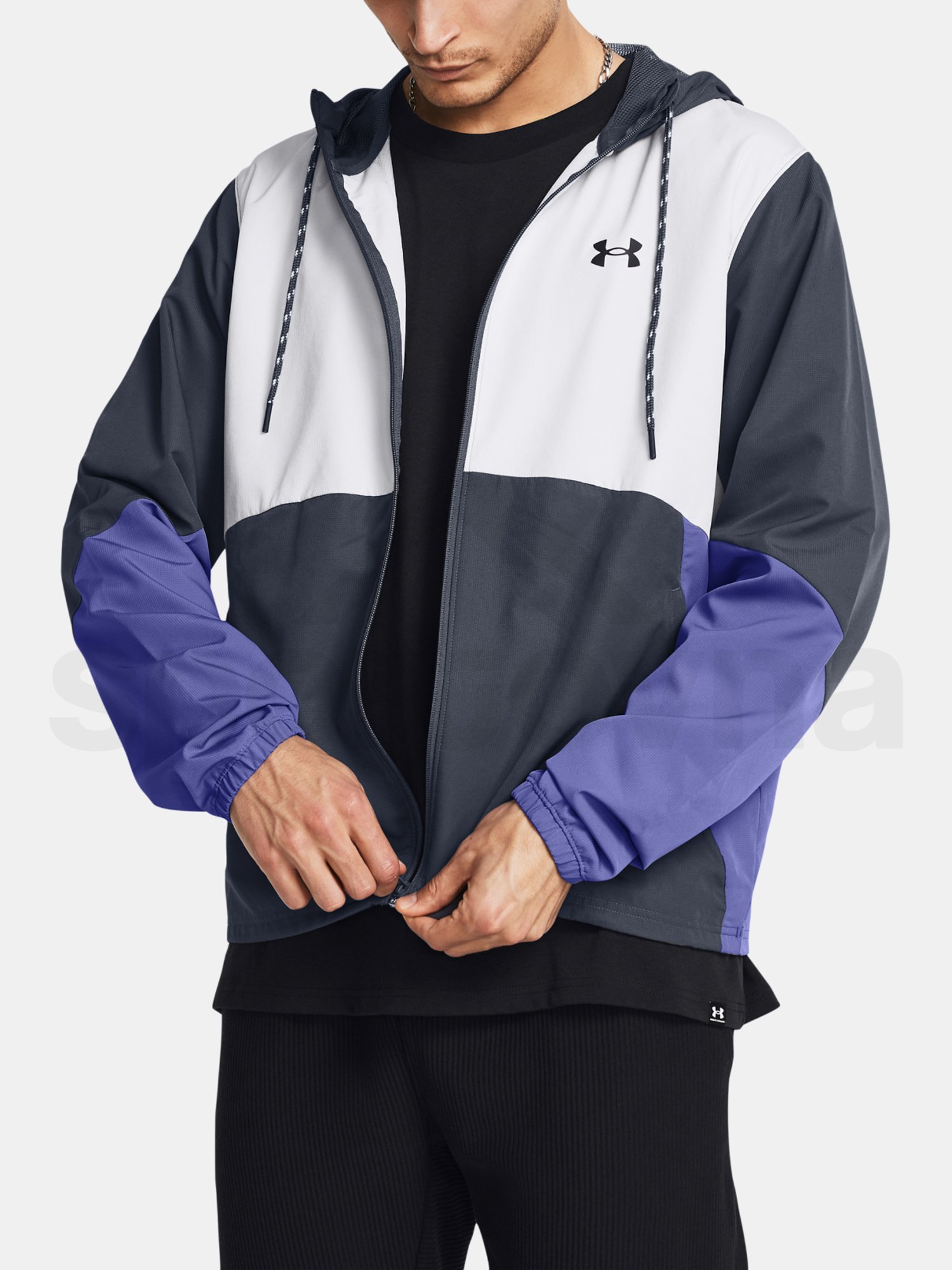 Bunda Under Armour UA Legacy Windbreaker - sivá/biela/fialová