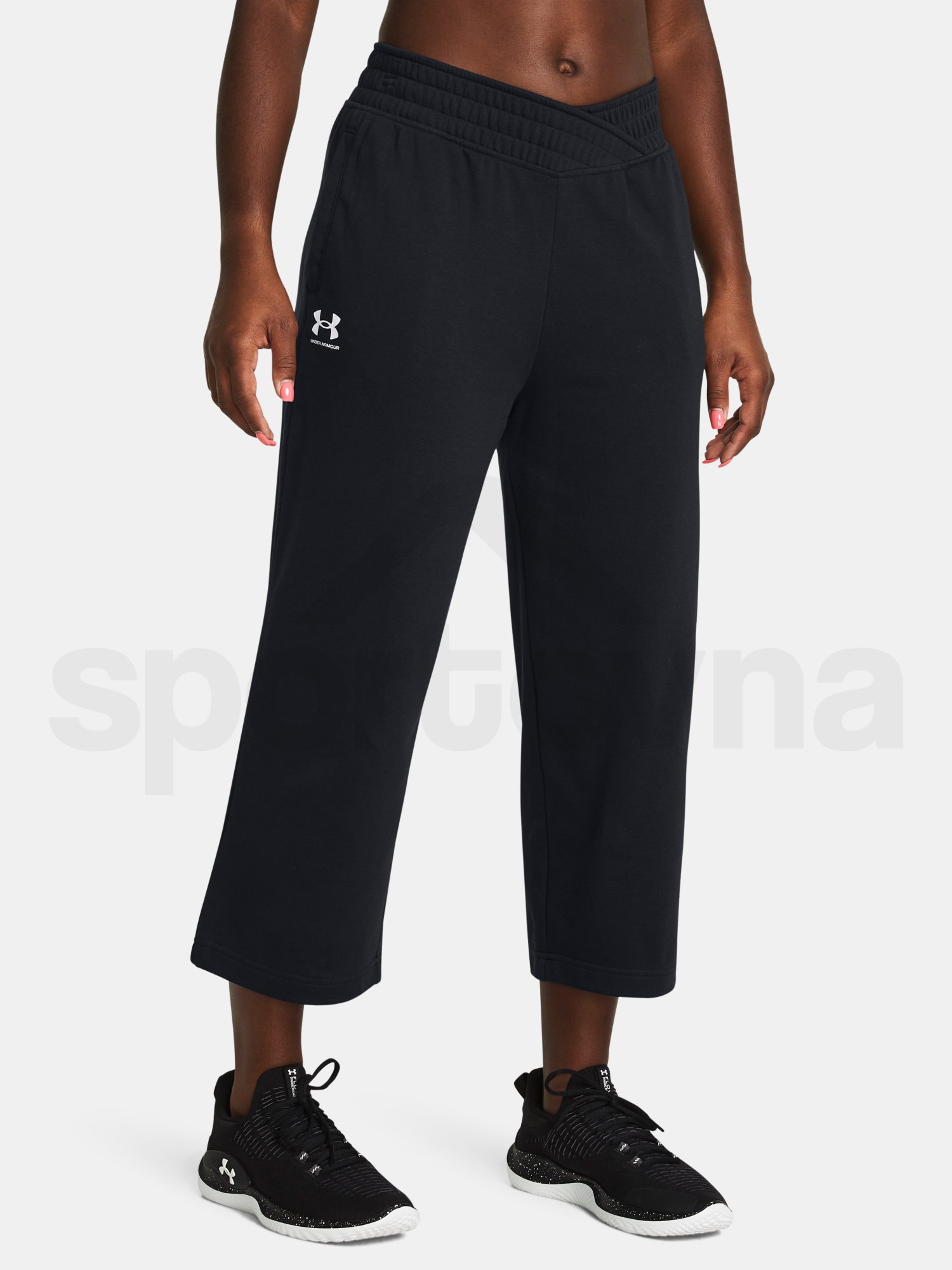 Tepláky Under Armour UA Rival Terry Crop Wide Leg-BLK