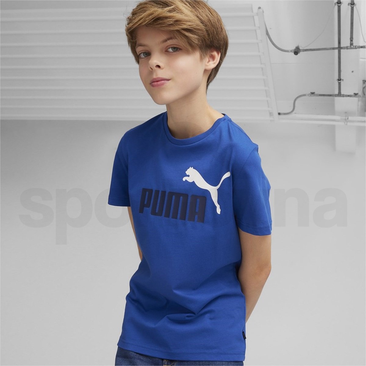 Tričko Puma ESS+ 2 Col Logo Tee J - modrá