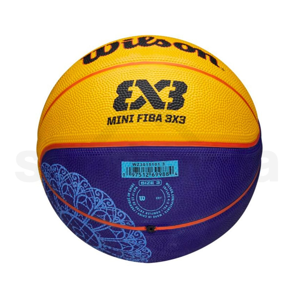 Lopta Wilson Basketball FIBA 3X3 Mini Bskt Paris 2024 - žltá/modrá