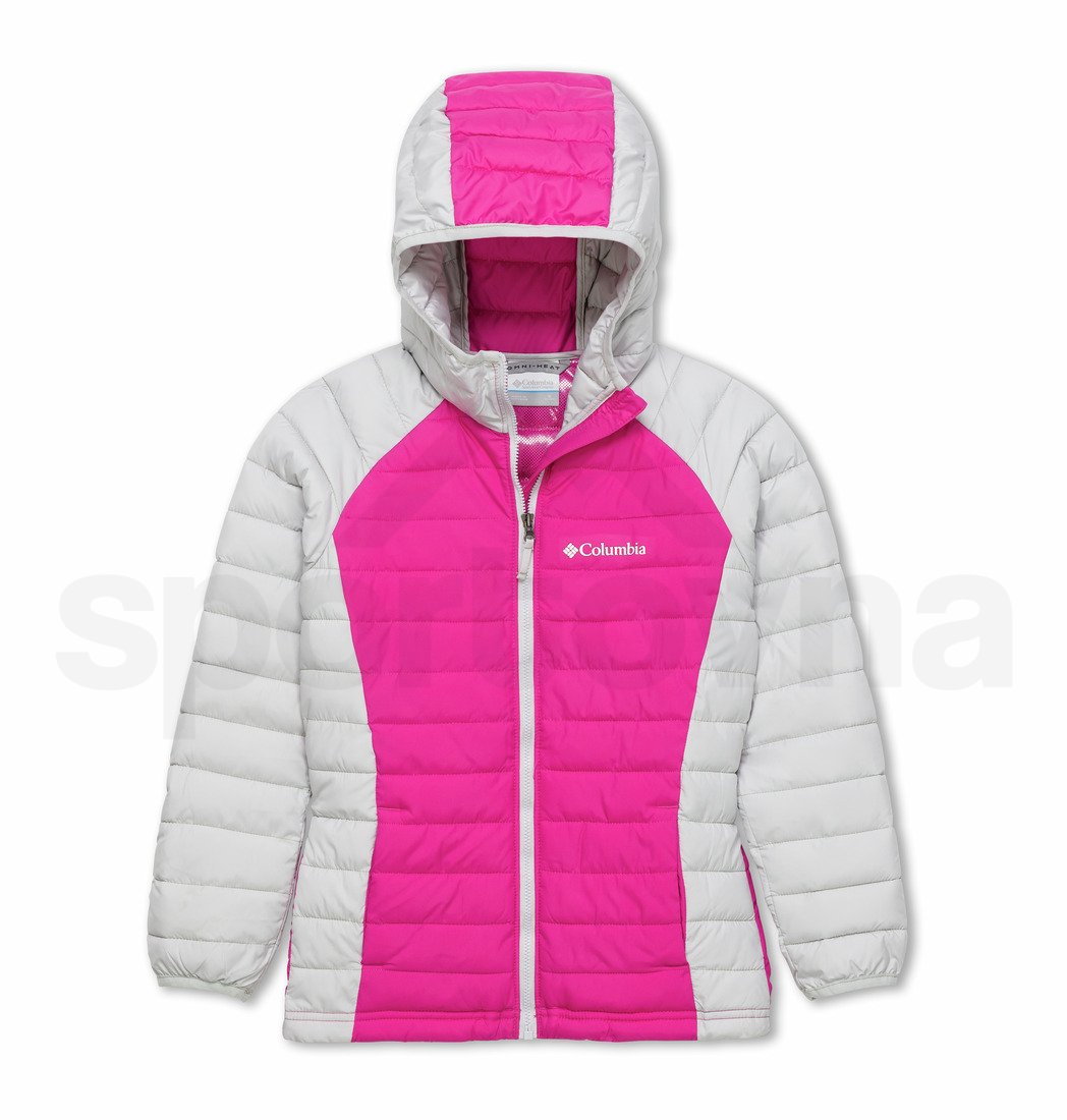 Bunda Columbia Powder Lite™ Girls Hooded Jacket - růžová/bílá