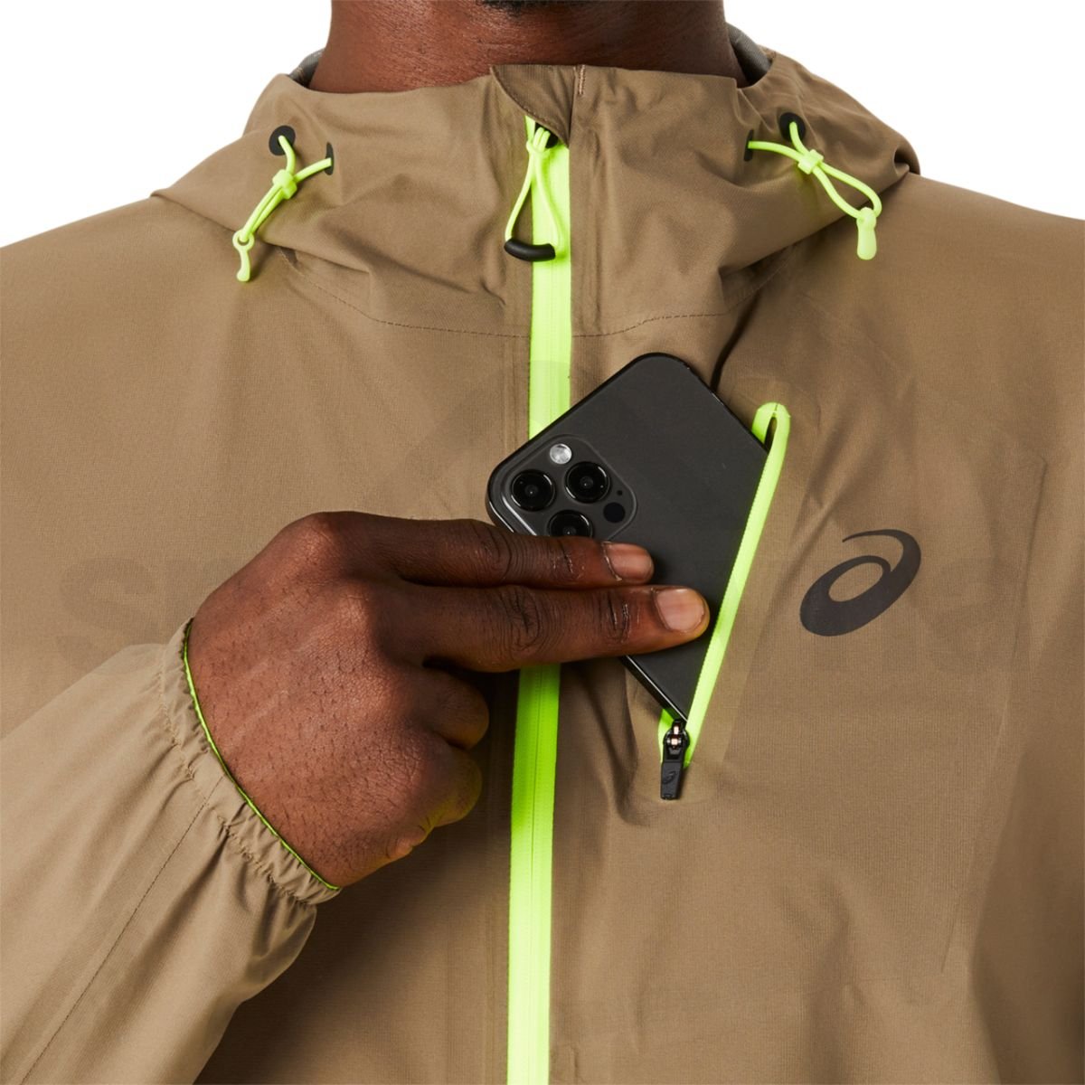 Bunda Asics Fujitrail Waterproof Jacket M - hnědá