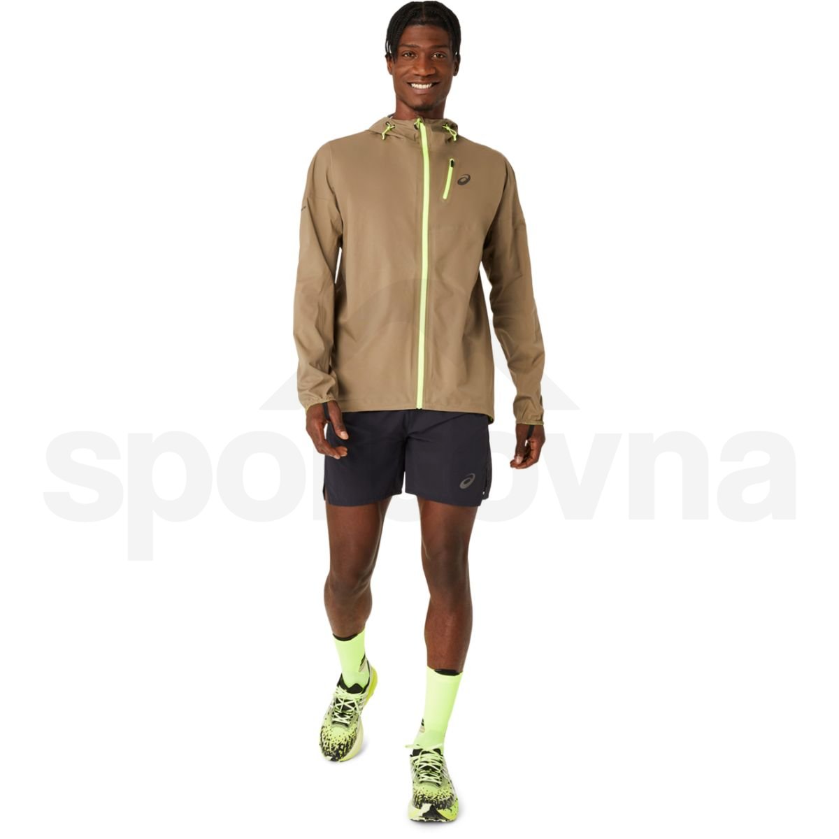 Bunda Asics Fujitrail Waterproof Jacket M - hnědá