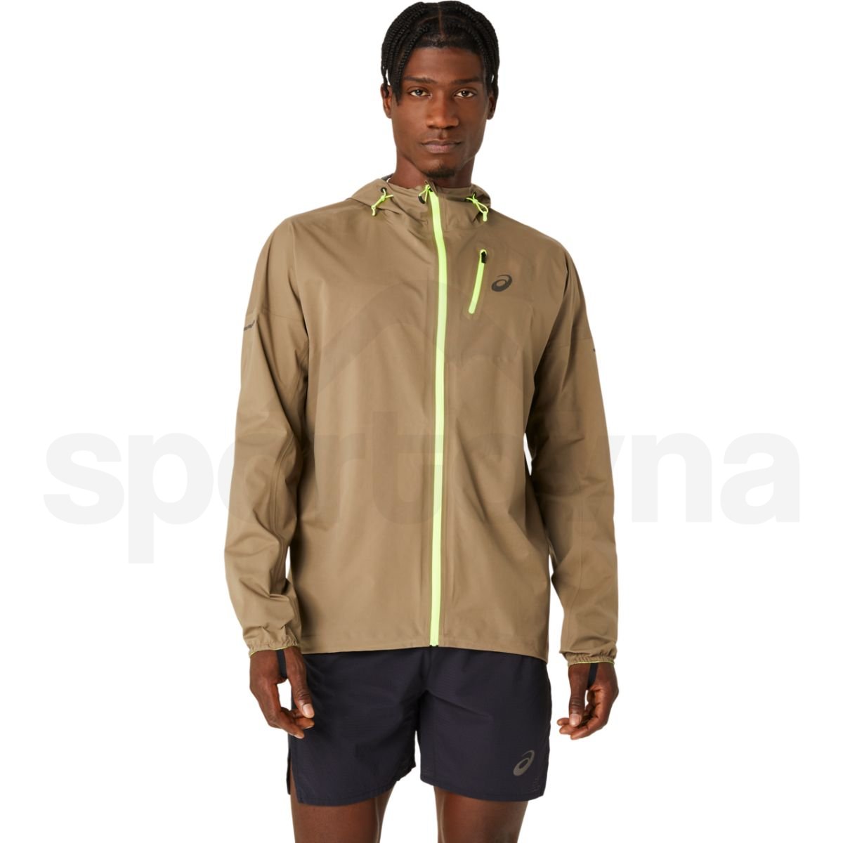 Bunda Asics Fujitrail Waterproof Jacket M - hnědá