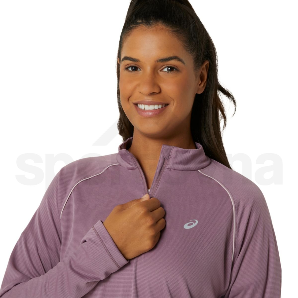 Tričko Asics Icon 1/2 Zip LS Top W - fialová