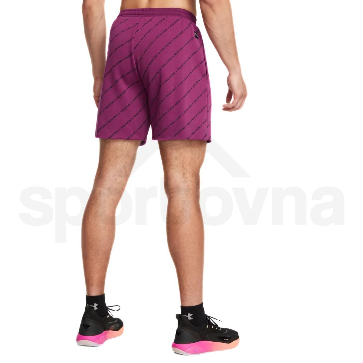 Šortky Under Armour Project Rock Icon Fleece Short Pt Badge Of Honor M - fialová