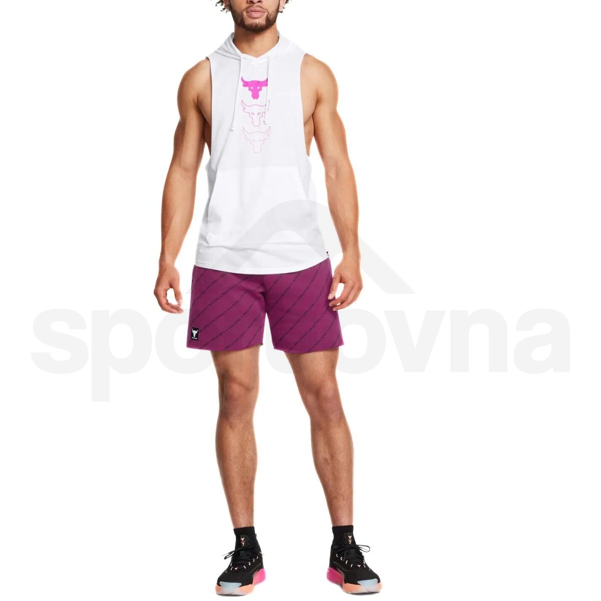 Šortky Under Armour Project Rock Icon Fleece Short Pt Badge Of Honor M - fialová