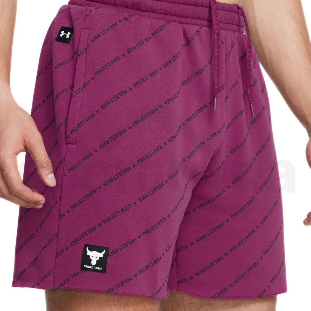 Šortky Under Armour Project Rock Icon Fleece Short Pt Badge Of Honor M - fialová