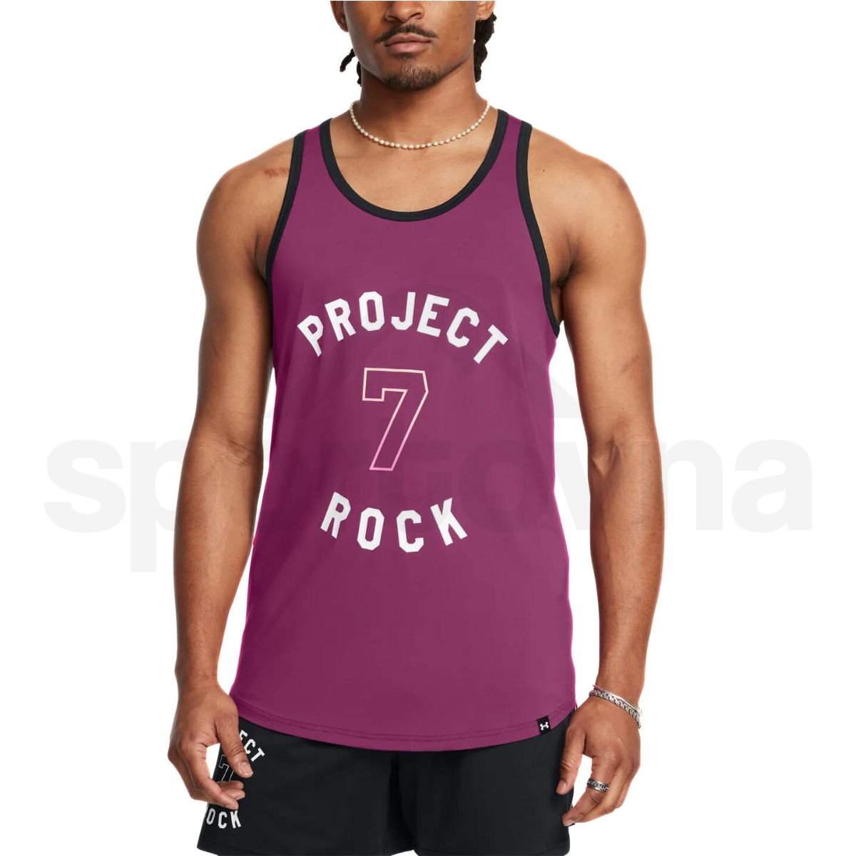 Tílko Under Armour Project Rock Mesh Tank Badge Of Honor M - fialová