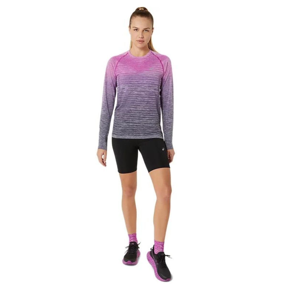 Tričko Asics Seamless LS Top W - šedá/růžová