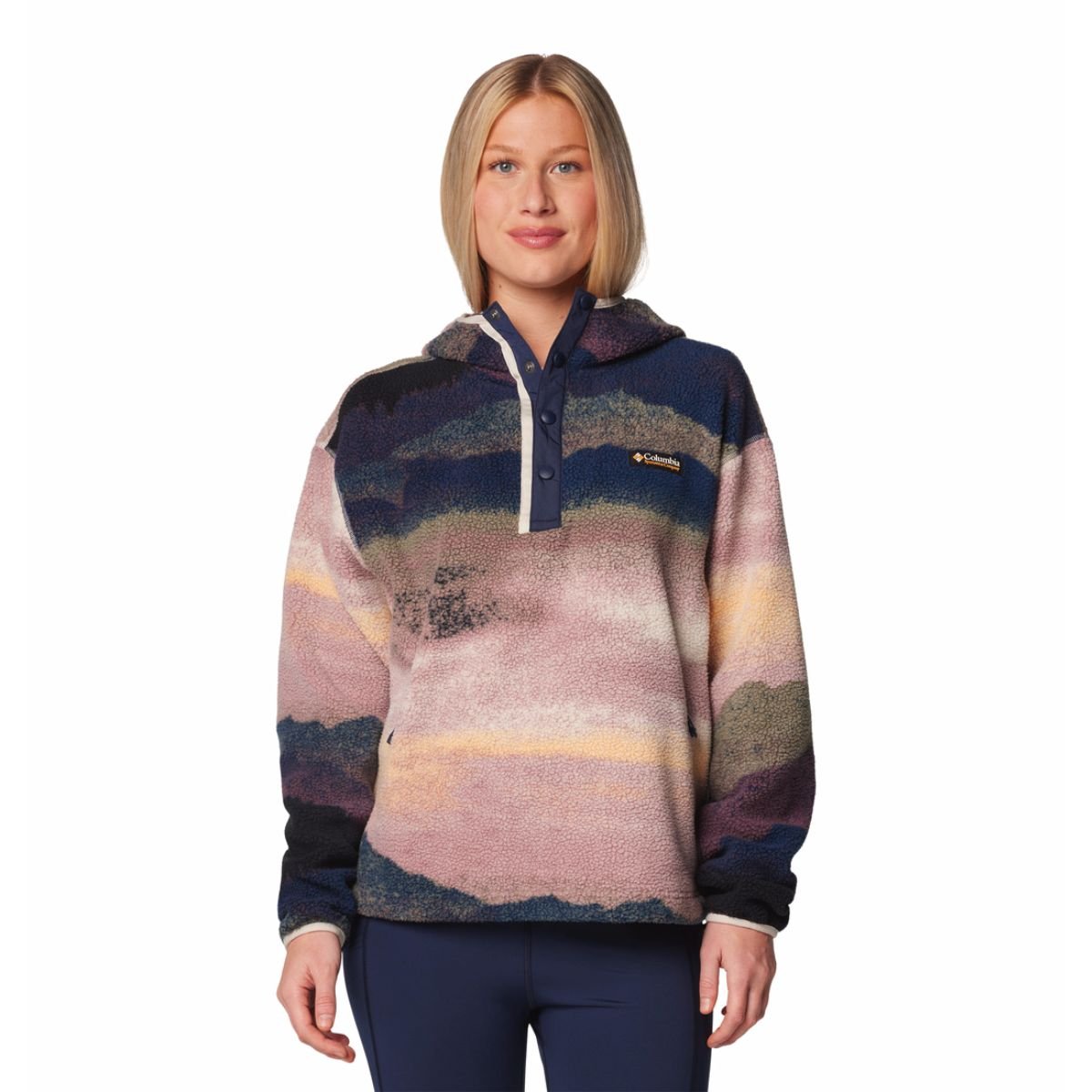 Mikina Columbia Helvetia™ II Printed Hoodie W - modrá/růžová